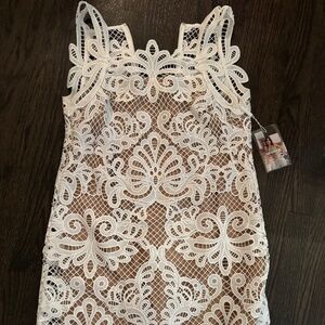 Self Portrait White Lace Mini Dress